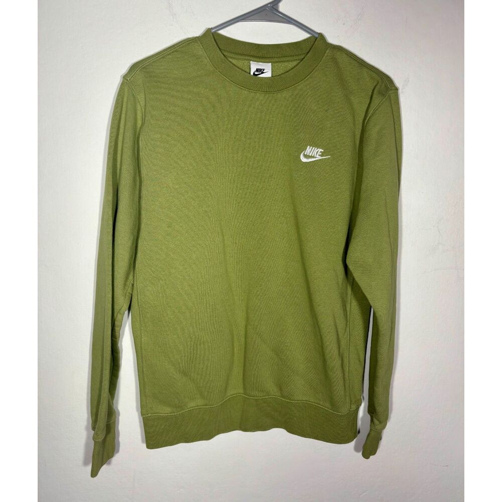Nike Sweatshirt Mens Small Green Crewneck Swoosh Logo Pullover Casual Top